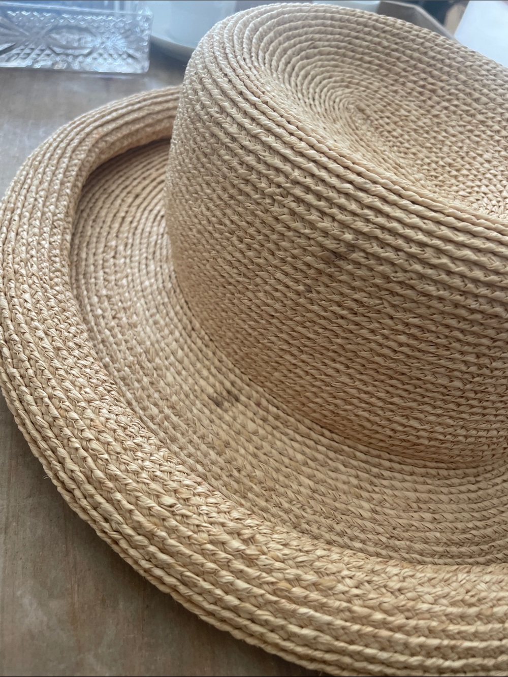 Kiminaki Women's Natural 100% Raffia Straw Sun Hat - Classic Woven Boater - Picture 5 of 5